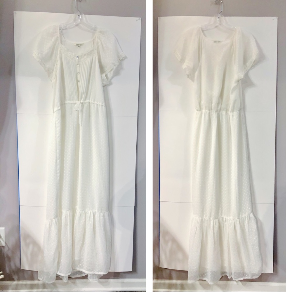 Free People White Lace Maxi Dress Dots Size S